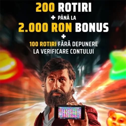 100 Rotiri Gratuite Fara Depunere + 2000 RON Bonus + 200 Rotiri la verificarea contului